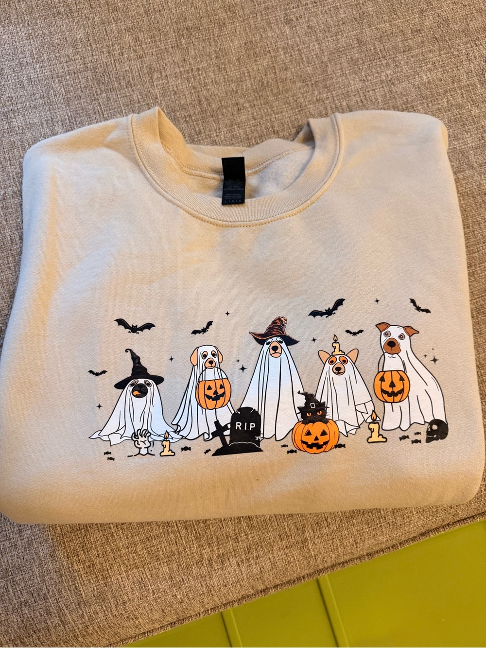 Adult Halloween Ghost Dog Costume Sweatshirt - Beige